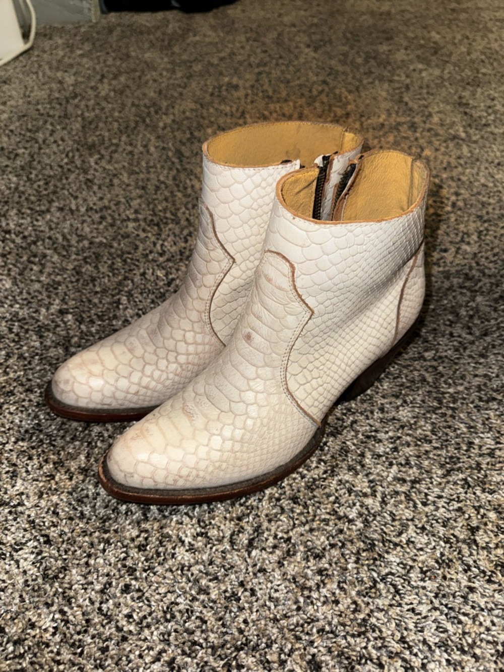 Idyllwind White Embossed Leather Ankle Boots
